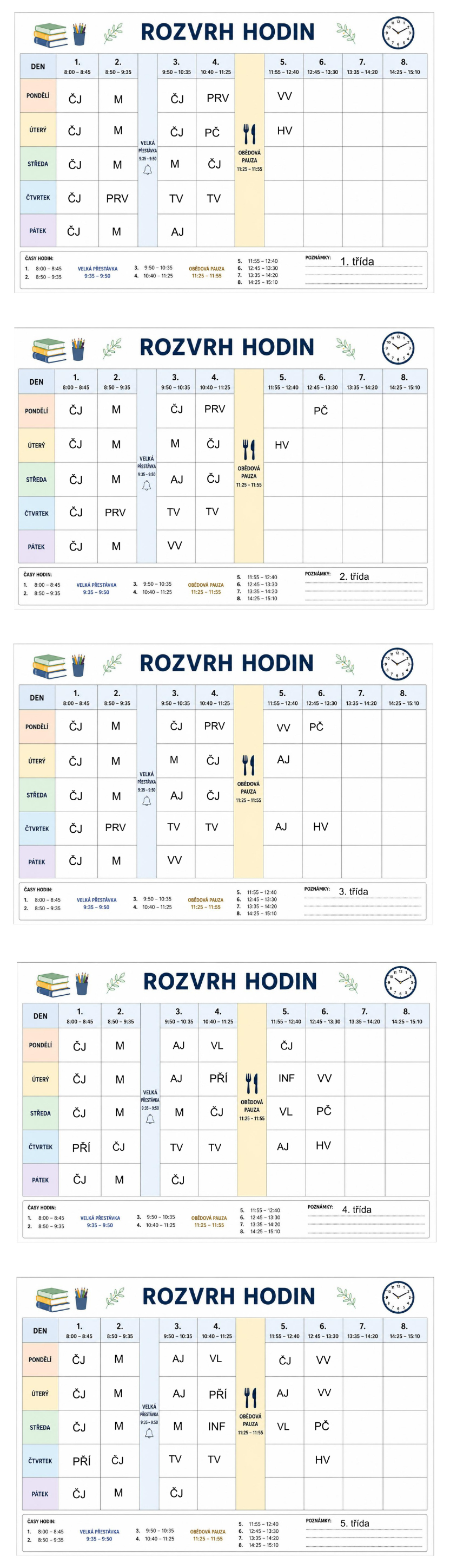 Rozvrh hodin 2026 - 2027